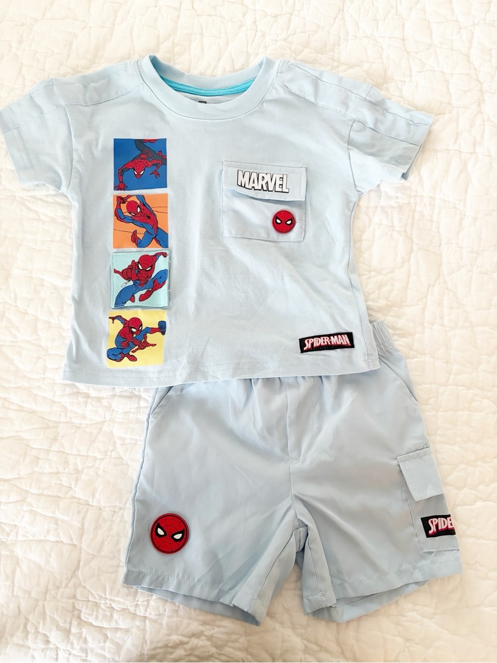 2T • toddler boy Marvel Light Blue Spider-Man Two-Piece Set spidey Spiderman